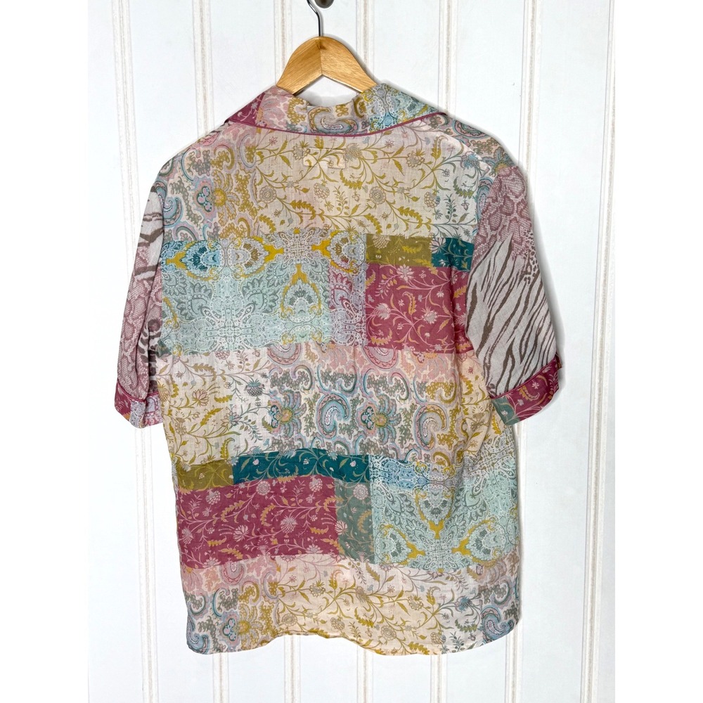 Johnny Was Workshop Ramie Patchwork Button Down S… - image 4